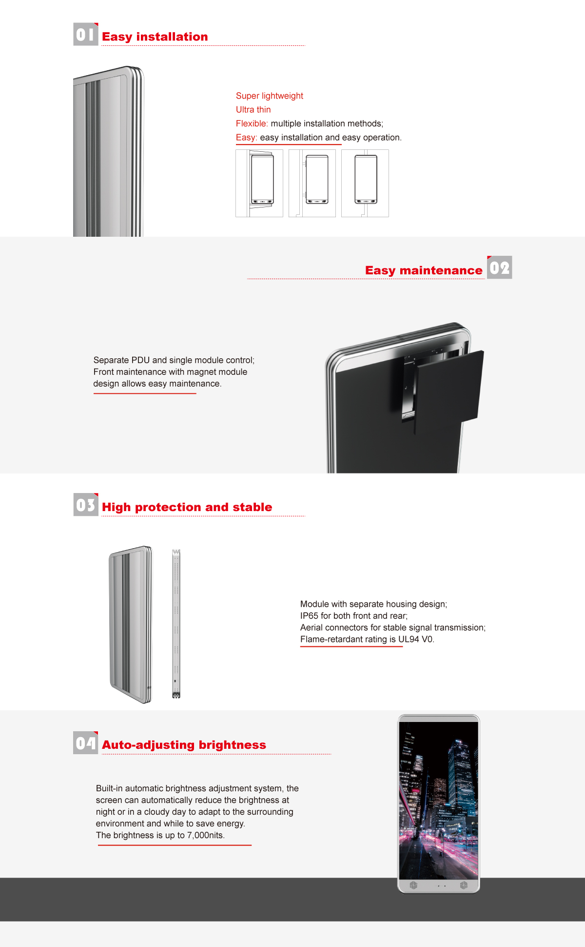 LED smart light pole screen product features