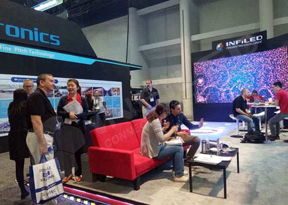 INFiLED staff is introducing products to visitors on NAB Show